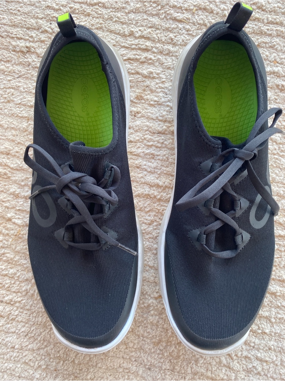 Mens OOFOS OOmg Sport LS Low black/white shoes size 14